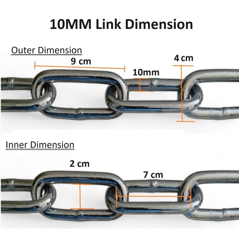 10MM Metal Chain Heavy Duty & Rust Resistant Link Galvanised