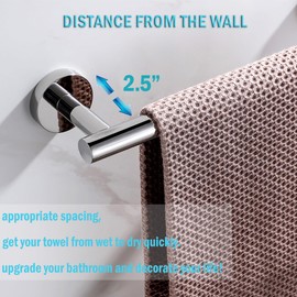 SEIDO Anti-Dropping Towel Bar, Stainless Steel Towel Rack for Bathroom Wall, Double Locking Design Towel bar for Bathroom, Polished Chrome, 36 inch, 2pc