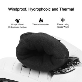 KUTOOK Ski Gloves Snowboard Gloves Men Women Mittens Waterproof Warm Winter Windproof Winter Gloves for Ski Snowboard Outdoor White S