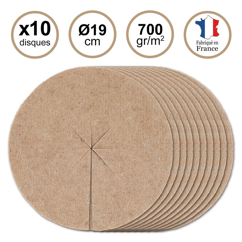 La cordeline 10 discs for mulch, natural, diameter 19 cm,