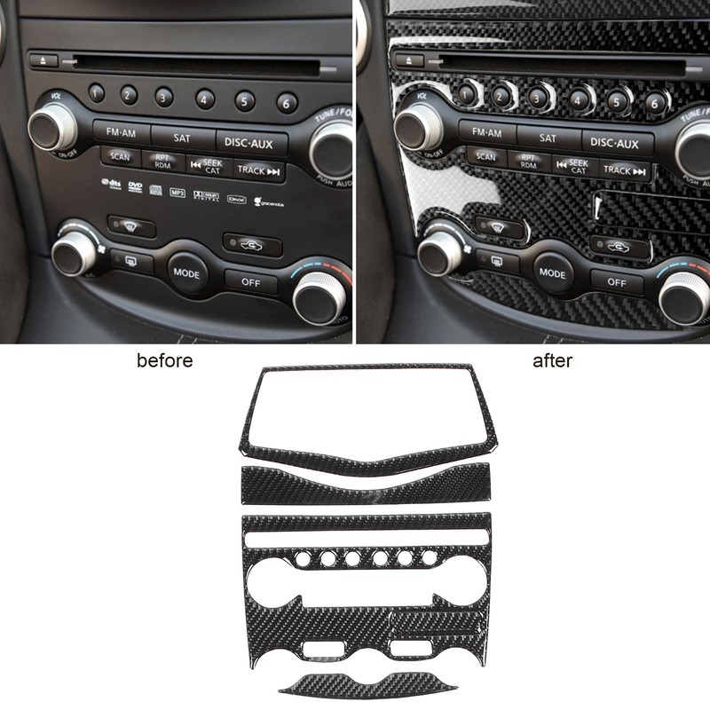 Console AC CD Panel Cover Carbon Fiber Conditioner Switch Decorative