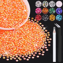 BELLEBOOST 5000PCS 3mm Resin Jelly Rhinestones in Bulk (Orange AB), Bedazzling Flatback Crystals Rhinestones for Crafting DIY Nail Decoration, Gems Diomand Charms for Tumbler Shoes Clothing Fabric