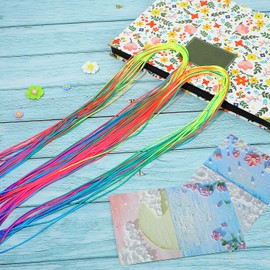 Mozeat Lens 32Pcs Colorful Hair Strings For Braids Gradient Color Hair Rope Band Hair Wrap String Hair Ribbons Rainbow Braiding Hair Tie Hair Accessories for Women Girls