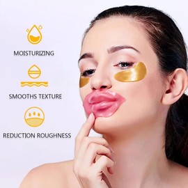 Eakroo 30 Pares De Mascarillas Para Labios Y Ojos, Parches De Colágeno Y Gel De Cristal De Oro De 24 Quilates Para Ojos, Recuerdos Para Despedida De Soltera, Accesorios Para Despedida De Soltera, Recu