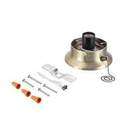 Aspen Creative 22101-07-1, Flush Mount Ceiling Fixture Shade Holder Kit with On/Off Pull Chain Switch in Antique Brass Finish 3-5/8" Fitter, 4-7/8" Diameter x 1-7/8" Height