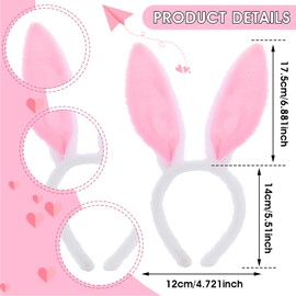WY LIGHTING LEVEL Easter Bunny Ears Headband Soft Hair Hoop Cute Plush Hairband Furry Rabbit Ear Costumes Accessory (Pink)