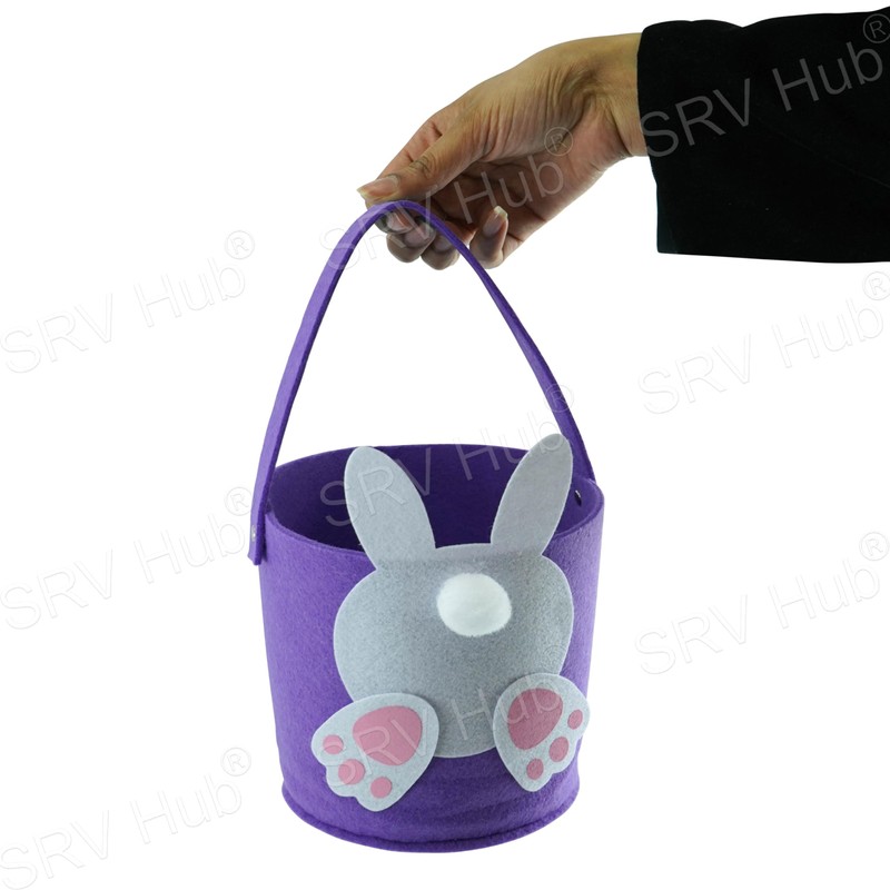 Easter Bunny Handled Goodie Bucket for Decorations | Purple Easter