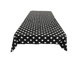 Backdrop King Inc, Polka Dot Poly Cotton Tablecloth, 58" Wide x 108" Long Rectangular (White Dot on Pink)