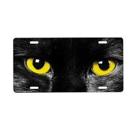onestopairbrushshop Cat Eyes License Plate Car Tag