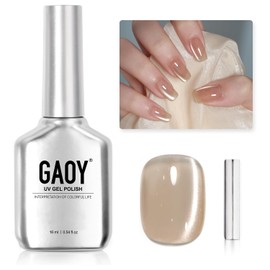 GAOY Glassy Cat Eye Gel Nail Polish, 16ml Glitter Holographic Nail Polish with Magnet, Reflective Translucent UV Gel, 2947 Mist Tea