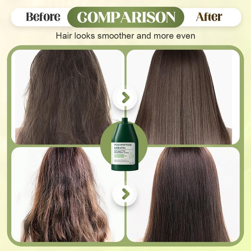 Mascarilla de Keratina para Cabello - Tratamiento Reparador con Polypeptide