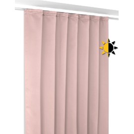 BEAUTEX Opaque Blackout Curtain with Ruffle Tape U-Band, Darkening, Choice of Sizes and Colours, Width 140 cm, Height 175 cm, Dusky Pink