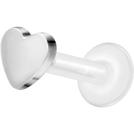 PIERCINGLINE PTFE Labret with Internal Thread Titanium Attachment Heart Piercing Nose Ear Helix Tragus Lip Medusa Choice of Colours and Sizes, Titanium PTFE Titanium