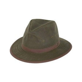 Outback Trading Company Standard 1462 Madison River Sun-Protective Waterproof Crushable Cotton Oilskin Hat, Sage, Medium