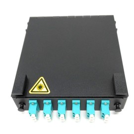 Ultra Spec Cables Wall Mount Fiber Enclosure with Spool and Loaded 6 Port LC-UPC OM3 Multimode Duplex LGX Panel