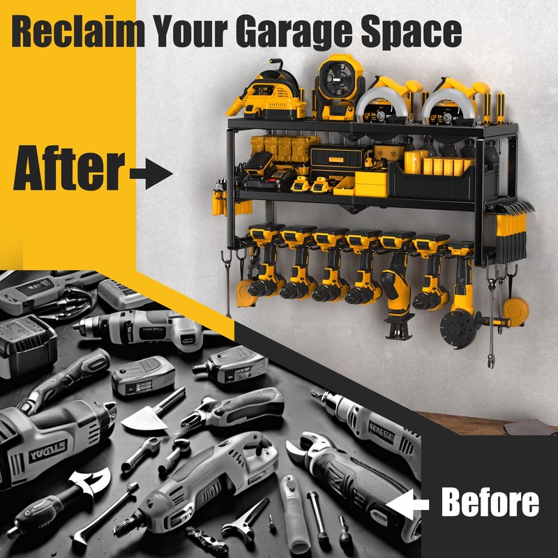 Amoowis Power Tool Organizer, 7 Drill Holder for Tool Organizer,