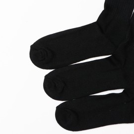 Champion CMSCY002/CMSCH002 Men's High Socks, Plain Socks, 3-Pair Set, Half Pile, One Point Logo, Full Length Socks, Black