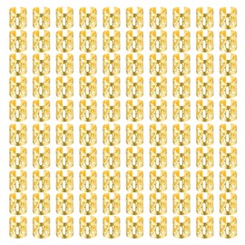 100 Pcs Gold Hair Braid Rings, Adjustable Aluminum Dreadlocks Accessories, Hair Beads Hairs Jewellery for Braids, Gold Hairs Cuffs Charms for Women Braiding Hairs Decor