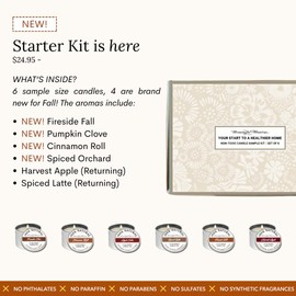 100% Non-Toxic Fall Candle Starter Kit | 6 Tins | 1.5oz Each | Free from Synthetic Fragrance
