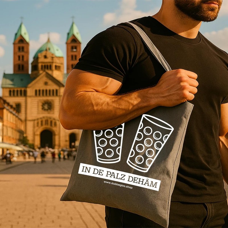 In de Palz dehäm & Dubbeglas Cotton Bag - Pfalz