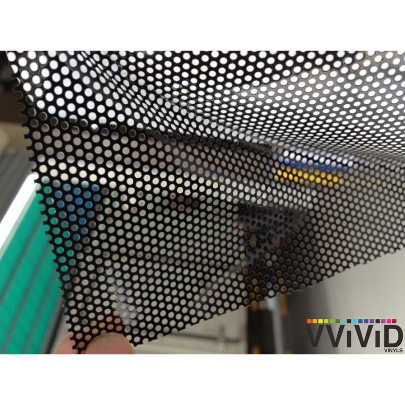 VViViD One-Way Perforated Black Vinyl Privacy Window Film Adhesive Glass