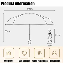HUAMu Mini Parasol Travel Ring Handle Coating Layer Fabric Blocking UV Protection 99.9% Compact Foldable Lightweight Small Portable Backpack Rain Sun Men Women Kids, orange