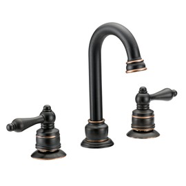 Designers Impressions 659611 Oil Rubbed Bronze Two Handle Widespread Lavatory Bathroom Vanity Faucet - Bathroom Sink Faucet with Matching Pop-Up Drain Trim Assembly