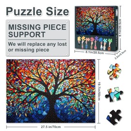 Tree of Life Jigsaw Puzzle for Adults 1000 Pieces Colorful Tree Puzzles Challenging Game 1000 Piece Jigsaw Puzzles Finished Size 50x70cm