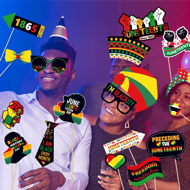 Juneteenth Photo Booth Props, 1865 Freedom Day Selfie Accessories, 25