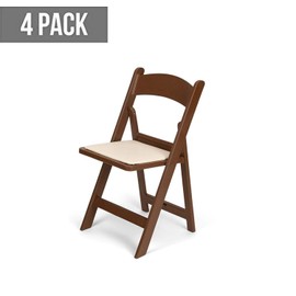 EventStable Titan PRO Resin Folding Chair - Brown with Ivory Indoor/Outdoor Lightweight Folding Chair - Vinyl Padded Folding Chair for Weddings Parties Events - 4 Pack
