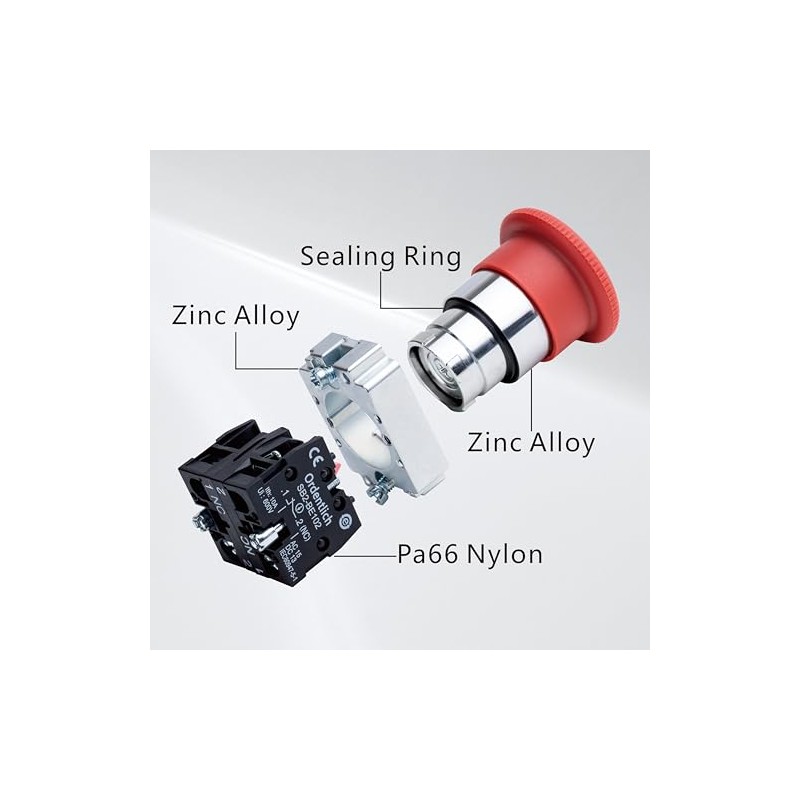 Ordentlich 22mm Metal Emergency Stop Push Button Switch Red Mushroom