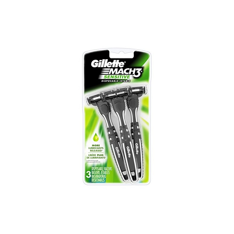 Gillette Mens Mach 3 Sensitive Disposable Razors 3 Count (6