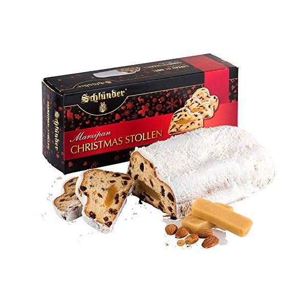 Schlunder Marzipan Christmas Stollen | Imported from Germany | Holiday Sweet Bread Marzipan Center Traditional German Recipe | Gift Box Packaging 26.4 oz