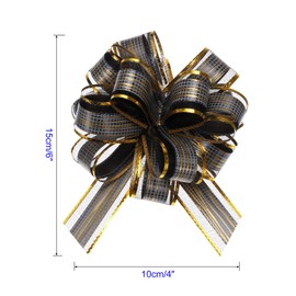 Unifizz 20pcs 6 Inch Black Pull Bows Large Striped Gift Bows for Wedding Baskets Presents Christmas Party Decoration