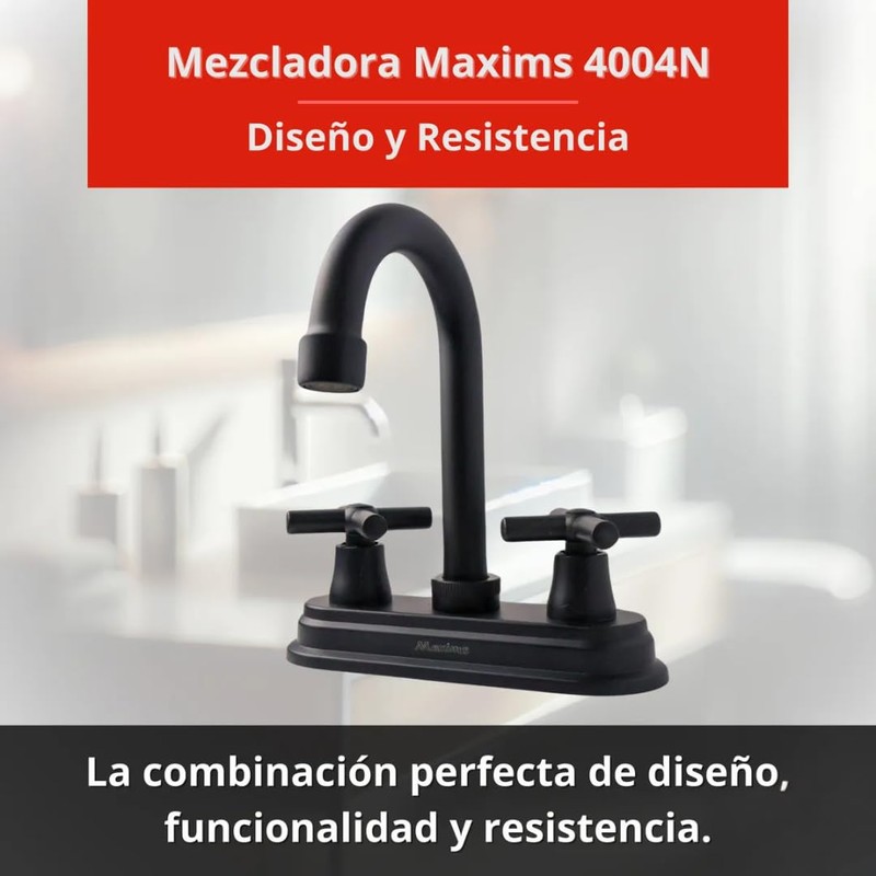 Maxims 4004N Llave Mezcladora Lavabo Giratoria Negro Mate