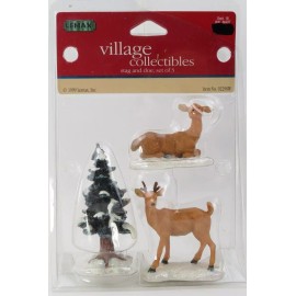 Lemax Village Collectibles Accessory - 3pc Set - STAG, DOE & TREE - 1999 - NIP