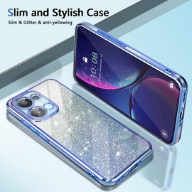 BEEJTUNY Case for OPPO Find X5 Lite/Reno 7 5G, Transparent Protective Cover with Gradient Glitter, Soft and Beautiful Bumper Shell, Stylish Shockproof Cover. Blue
