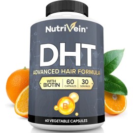 DHT Blocking Hair Supplement with Biotin – 60 Capsules, 30-Day Supply, Supports Hair Growth, Strength, and Scalp Health for Men & Women