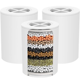 AWO 3 PACK A-01 Replacement Shower Filter Cartridge Compatible with Afina Filtered Showerhead,Multi Stage Shower Filtration Systems for Hard Water Reduces Chlorine,Fluoride and Harmful Substance