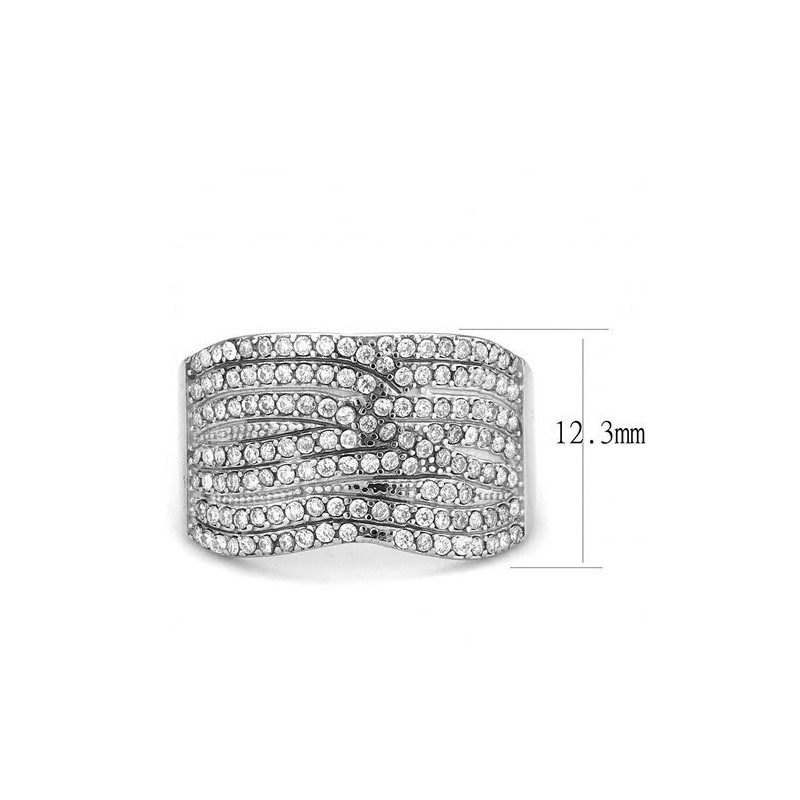 YourJewelleryBox 362 Pretty Stainless Steel Simulated Diamond Ring Band Pave