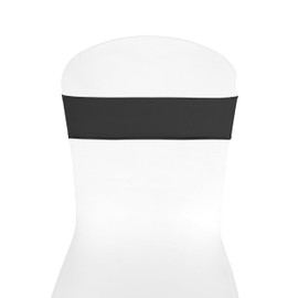 Kipzy Spandex Chair Sashes, Bow Sash Elastic Chair Bands, Ties Without Buckle for Wedding and Events Decoration (Black, 5)