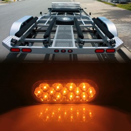 6.5 inch Oval LED Trailer Turn Signal Light 13 Diodes Amber Turn Tail Light Lamps Waterproof Trailer Tail Lights for Boat Trailer RV Camper Trucks（Amber,2 Pcs）