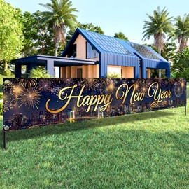 KatchOn, Large Happy New Year Banner 2024-120x20 Inch, Happy New Year Yard Sign | New Years Banner for New Years Decorations 2024 | New Years Eve Party Supplies 2024 | Happy New Year Decorations 2024