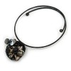 Avalaya Black Shell Component, Acrylic Bead Floral Pendant Flex Wire
