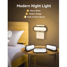 Tonitre Night Light Plug in, Vintage Night Light Dusk to Dawn Sensor, Adjustable Brightness 0-100LM, Soft White 3000K, Farmhouse Rustic Home Decor Nightlight for Hallway Bedroom Stairway Kids, 4 Pack