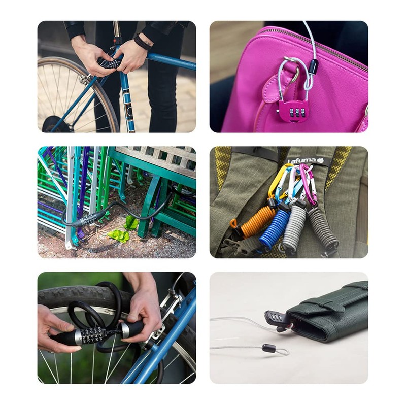 SZB Bicycle Cable Lock, Carabiner, Wire Lock, Lightweight, Anti-Theft, Extendable,