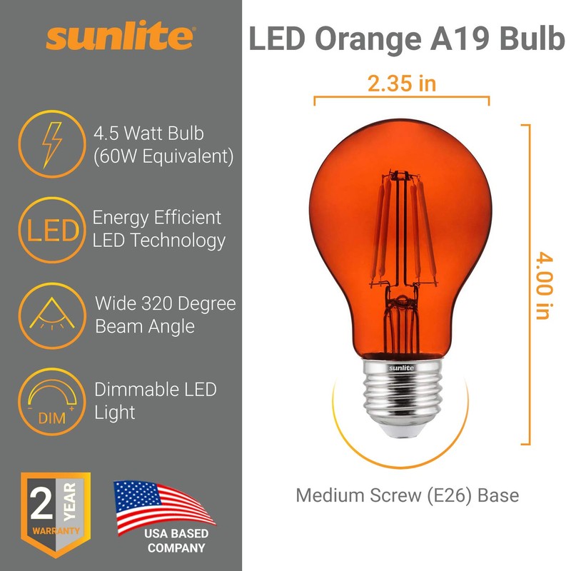 Sunlite 81085 LED Filament A19 Standard 4.5 (60 Watt Equivalent)