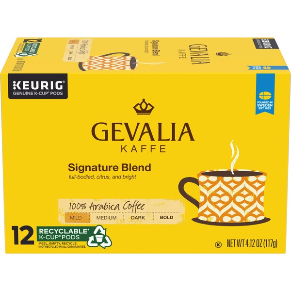 Gevalia Signature Blend Mild Roast K-Cup Coffee Pods (72 Pods, 6 Packs of 12)