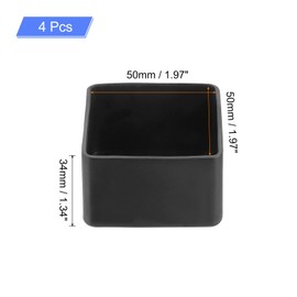 sourcing map 4Pcs Chair Leg Floor Protectors, 50x50mm/1.97x1.97" PVC Anti-Slip Furniture Leg Feet Cover for Hardwood Floors Patio Chair Table Bed, Black