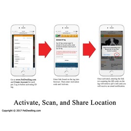 Pet Dwelling Advanced Red ESA, QR Code Scannable ID Tag, Online Pet Profile w/ESA Label, Instant Email Alert, Location Map Stamp, for Dogs, Cats and All Pets!